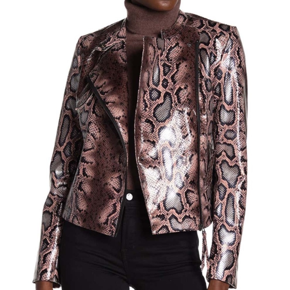Dolce Cabo Faux Leather Snake Print Moto J…